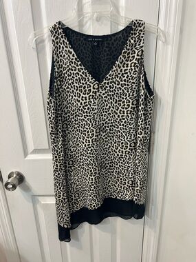 Zac & Rachel Leopard Print V-Neck Camisole in Black and Cream